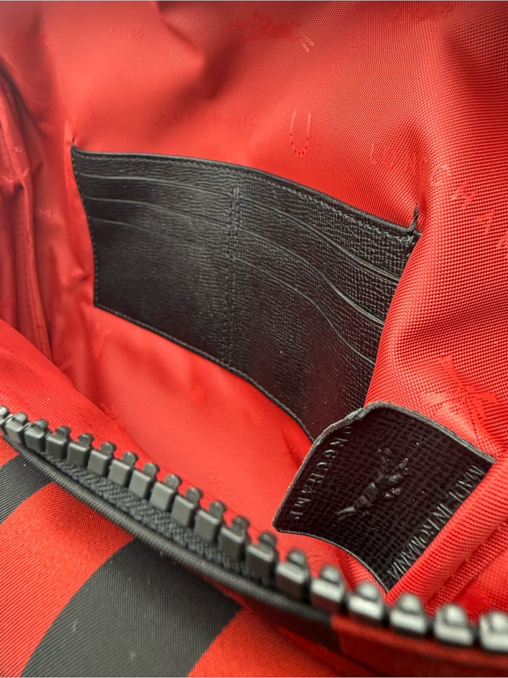 Longchamp Red and Black Logo-Print Belt Bag - Picture 10 of 13